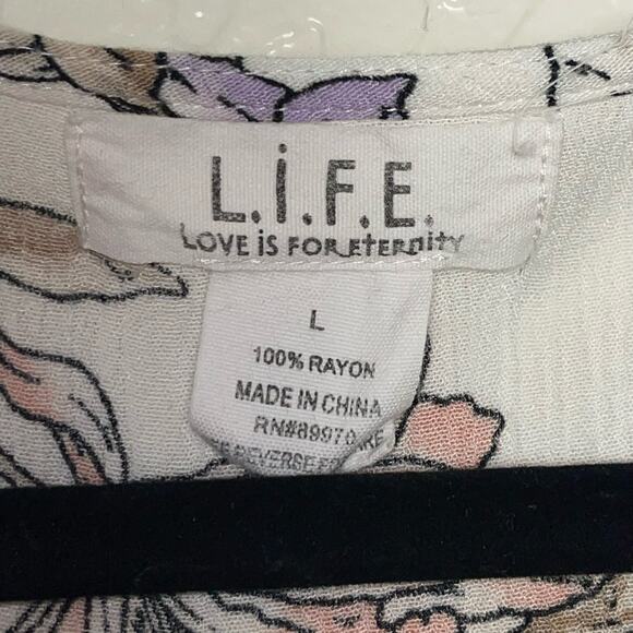 L.I.F.E Life Is For Eternity Floral Beach Cover Up Full Length Duster Size Large - Picture 3 of 13